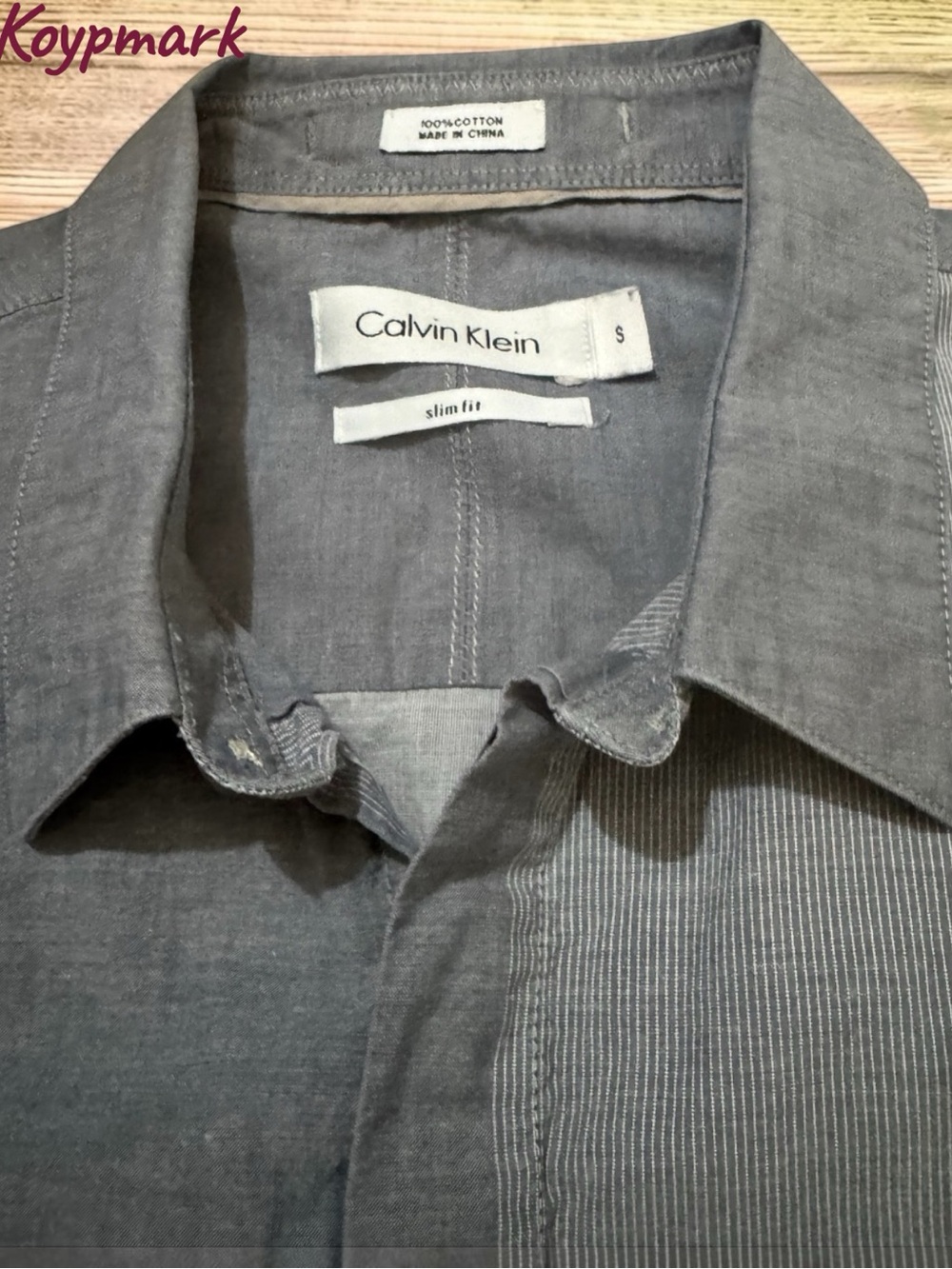 Calvin Klein Men's Gray Slim Fit Button-Down Shirt